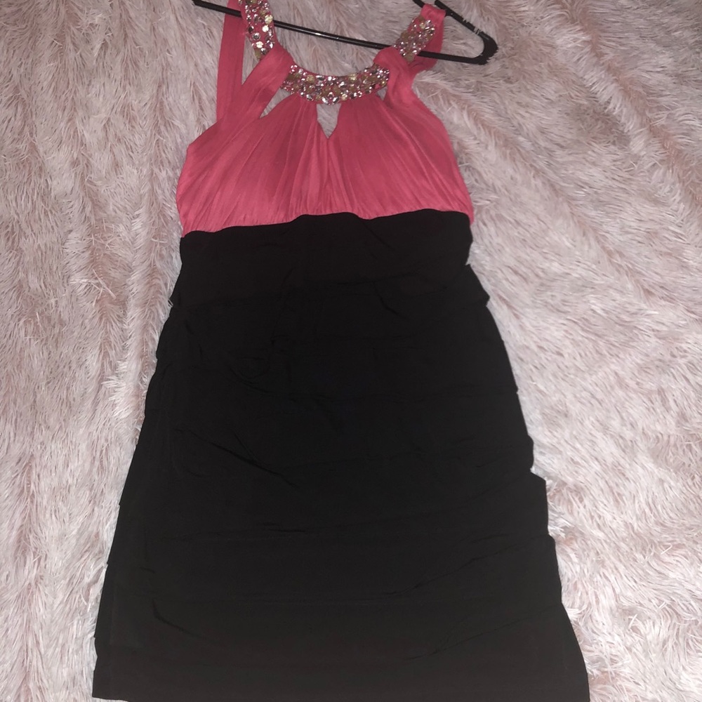 Pink and black sparkly dress